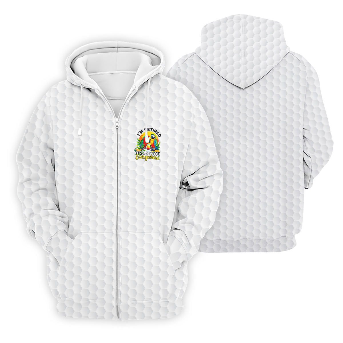 White Tropical Parrot Happy Retirement Golf Polo Shirt, Hawaiian Golf Shirt, Mens Golf Shirts
