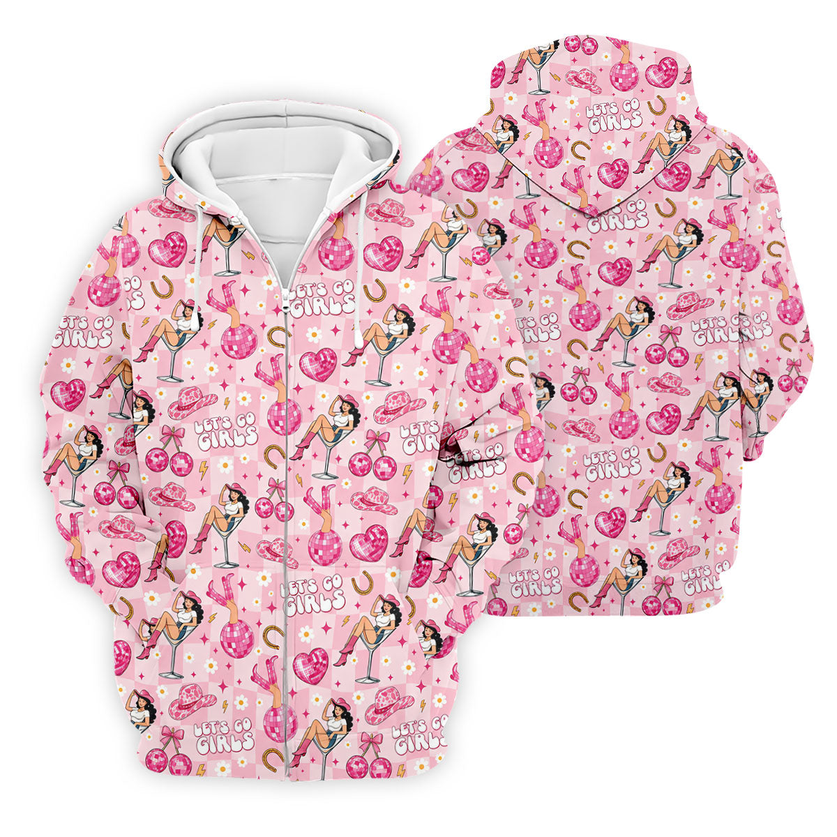 Let's Go Girls Pink Cowgirl Golf Polo Shirt, Mens Golf Shirts, Hawaiian Golf Shirt