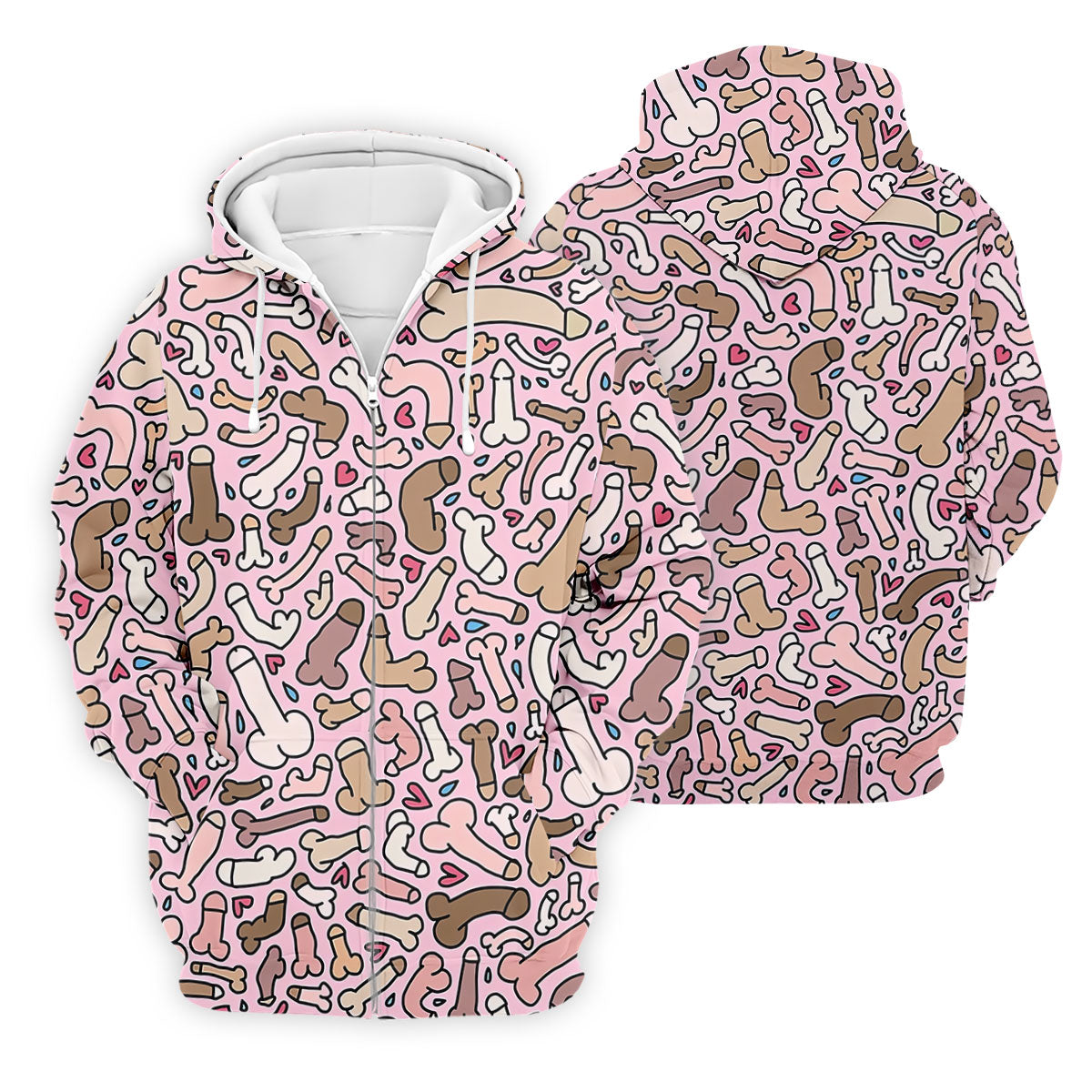 Funny Adult Doodle Pink Pattern Polo Shirt, Mens Golf Polo, Golf Shirts For Men