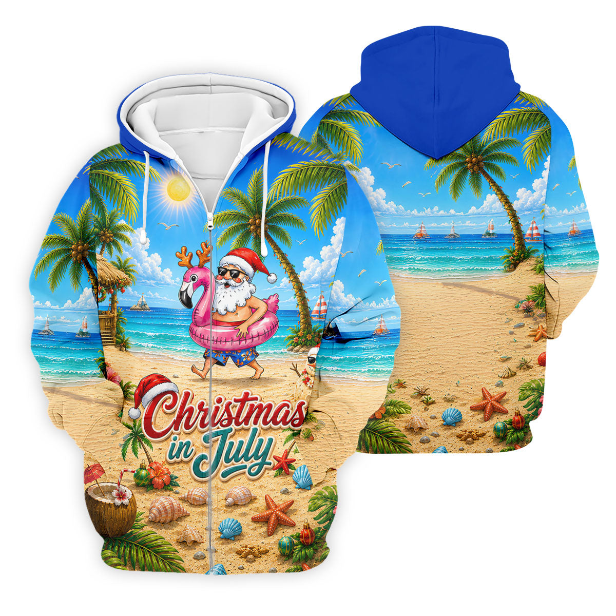 Santa Christmas In July Beach Golf Shirt, Christmas Golf Shirt, Golf Apparel For Men