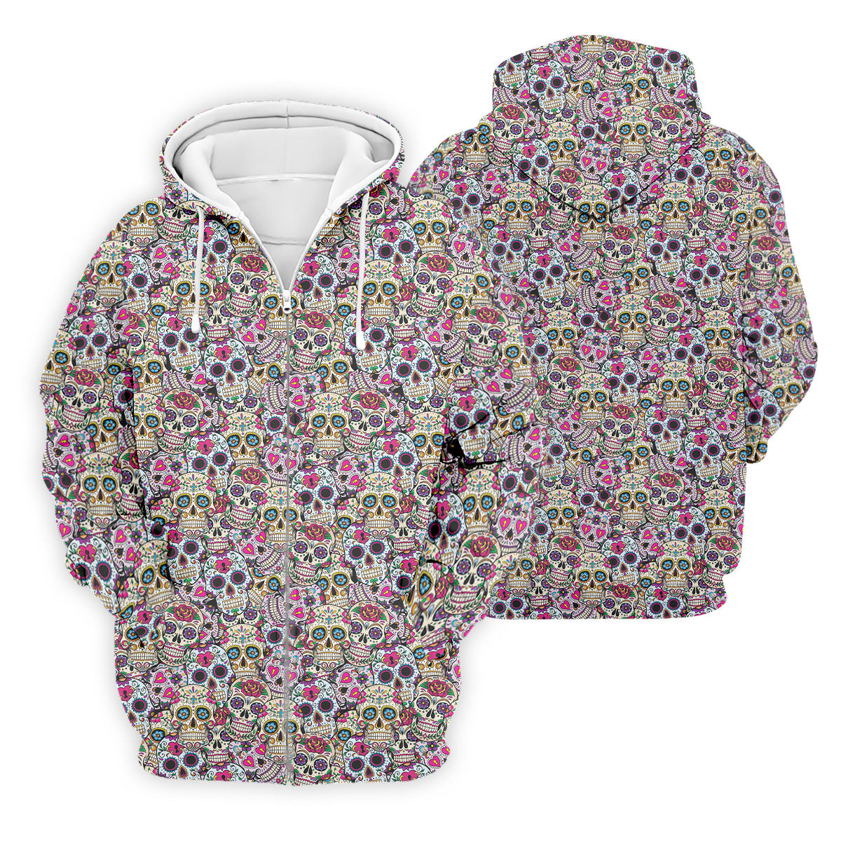 Colorful Sugar Skull Floral Golf Polo Shirt, Hawaiian Golf Shirt, Golf Polo Shirts For Men
