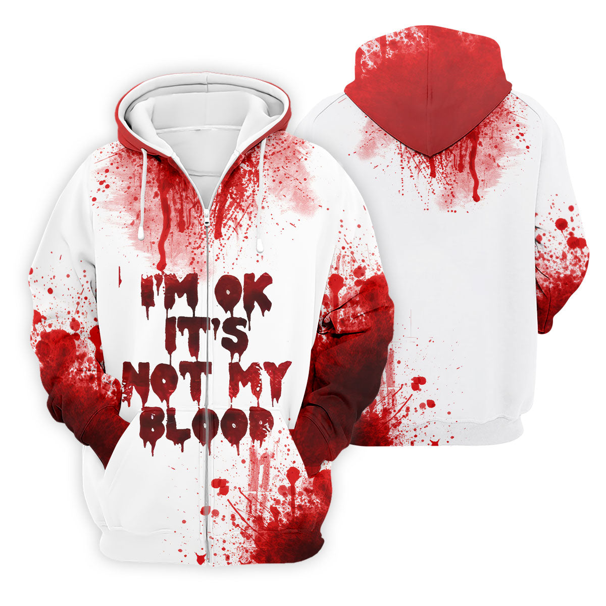 It's OK It's Not My Blood Halloween Blood Splatter Golf Tops For Men, Horror Blood Polo ShirtFor Men