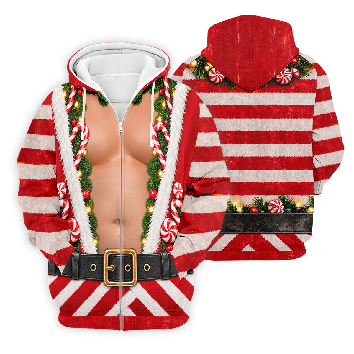 Christmas Candy Cane Santa Suit Polo Shirt, Mens Golf Shirts, Golf Apparel For Men