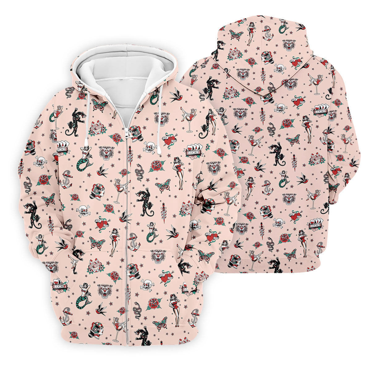 Vintage Tattoo Flash Icon Golf Polo Shirt, Golf Polo Shirts For Men, Mens Golf Apparel