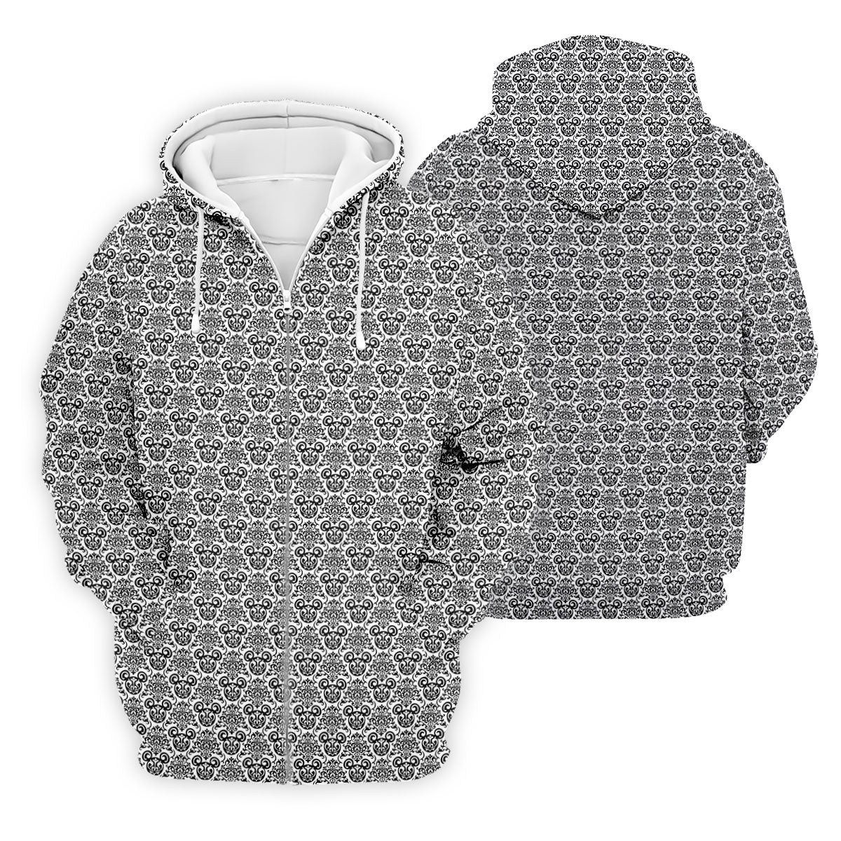 Vintage Monochrome Damask Golf Polo Shirt, Printed Golf Shirts, Mens Golf Shirts
