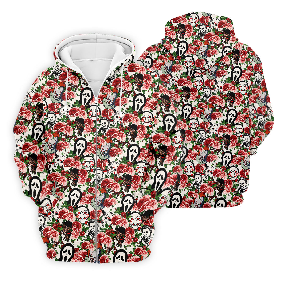 Rose Horror Character Collage Halloween Golf Shirt, Mens Golf Shirts, Golf Apparel For Men