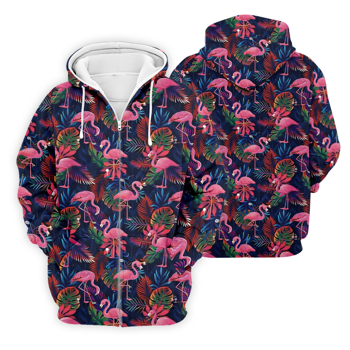 Dark Tropical Pink Flamingo Pattern Golf Shirt, Mens Polo Shirts, Hawaiian Golf Shirt, Printed Golf Shirts