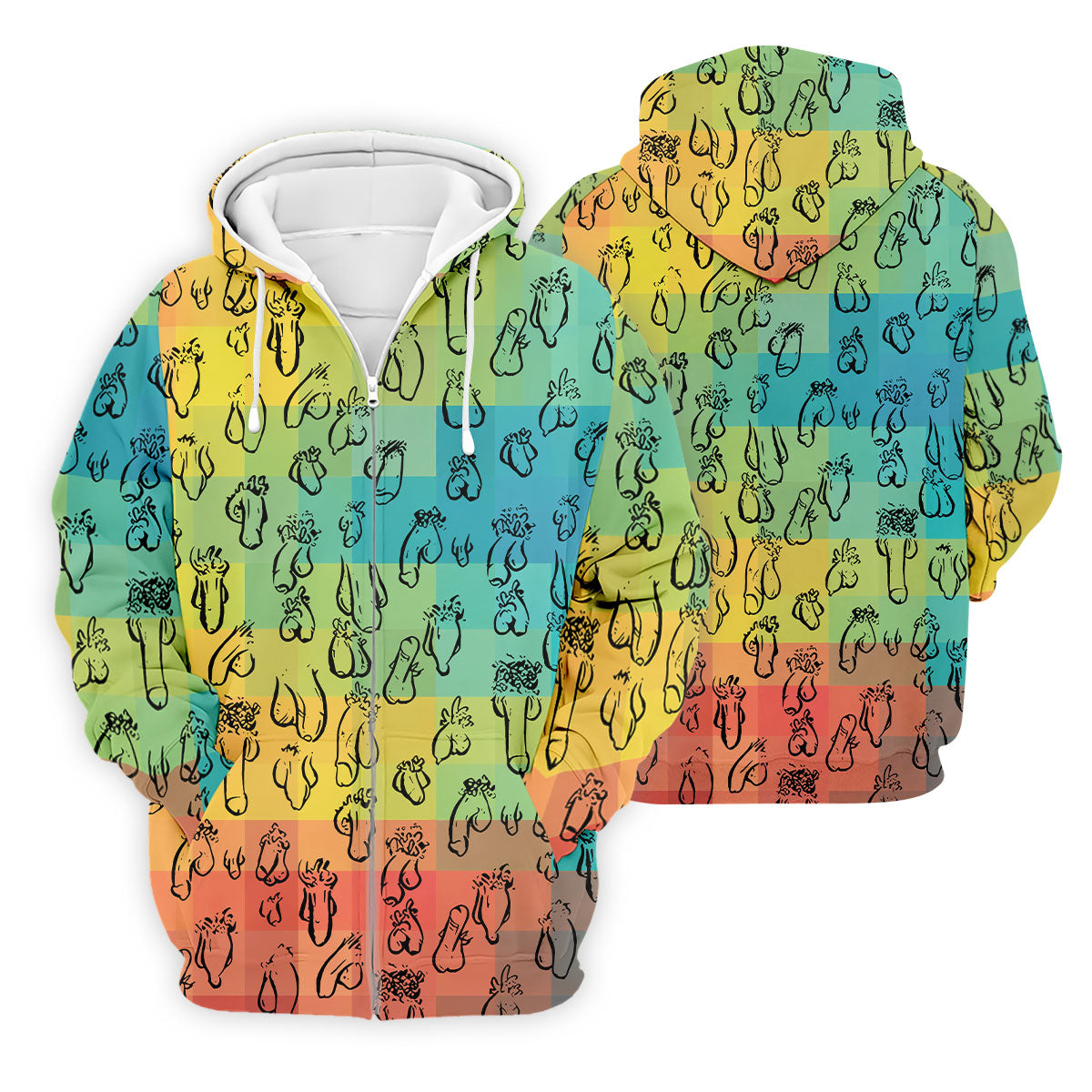 Funny Penis Doodle Color Block Golf Polo Shirt, Men's Golf Polo, Printed Golf Shirts