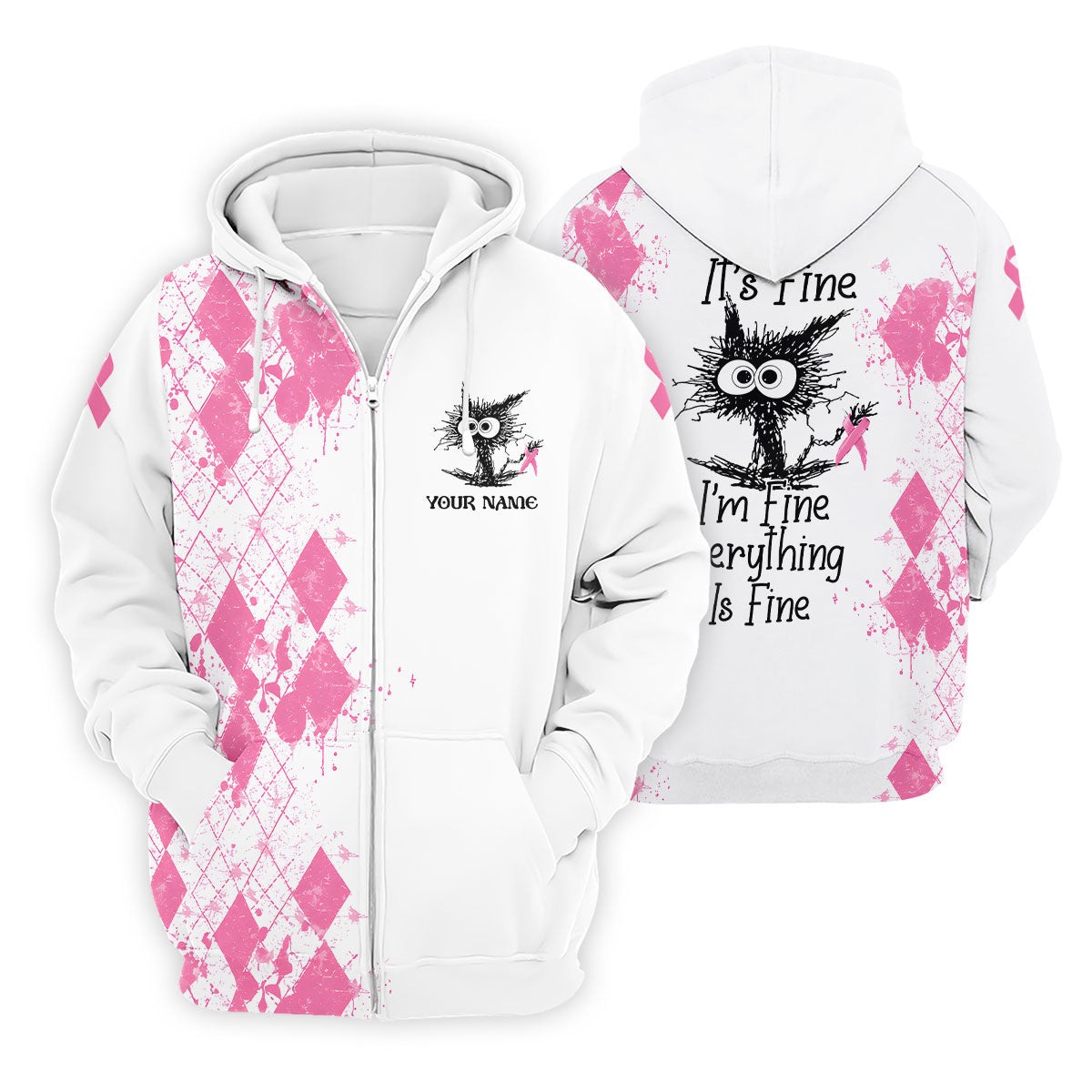 Custom Im Fine Everything Is Fine Breast Cancer Polo Shirt, Mens Golf Shirts, Mens Polo Shirts