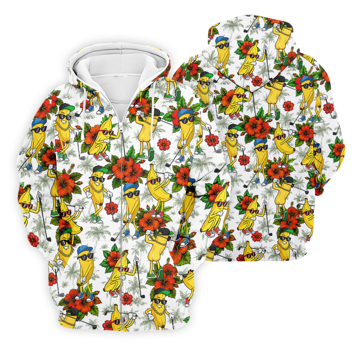 Funny Banana Golfer Hawaiian Golf Polo Shirt, Golf Shirts For Men, Mens Golf Apparel