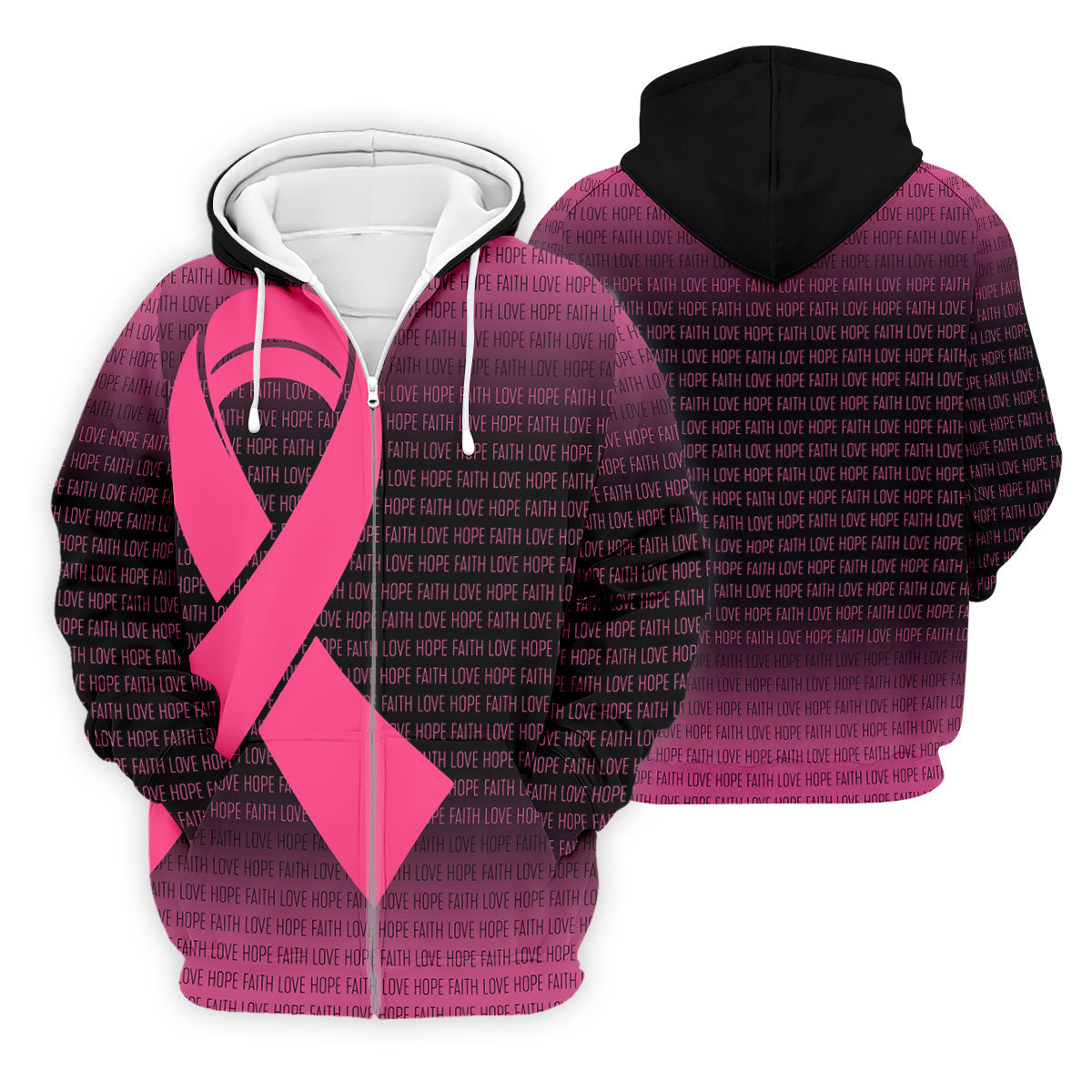 Faith Love Hope Pink Ribbon Breast Cancer Polo Shirt, Men's Golf Shirt, Mens Golf Apparel
