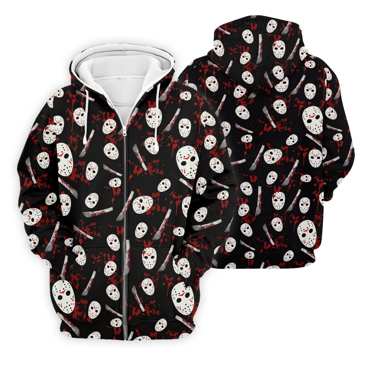Hockey Mask Blood Pattern Halloween Golf Polo Shirt, Mens Golf Shirts, Printed Golf Shirts