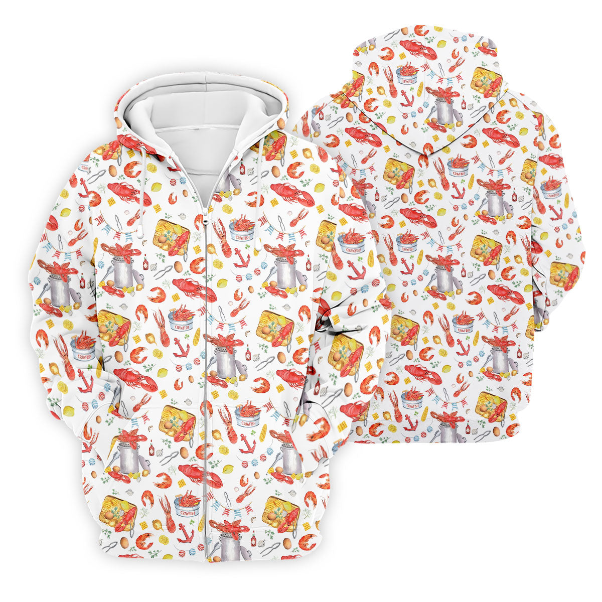 Crawfish Boil Seafood Pattern Polo Shirt, Hawaiian Golf Shirt, Golf Polo Shirts For Men