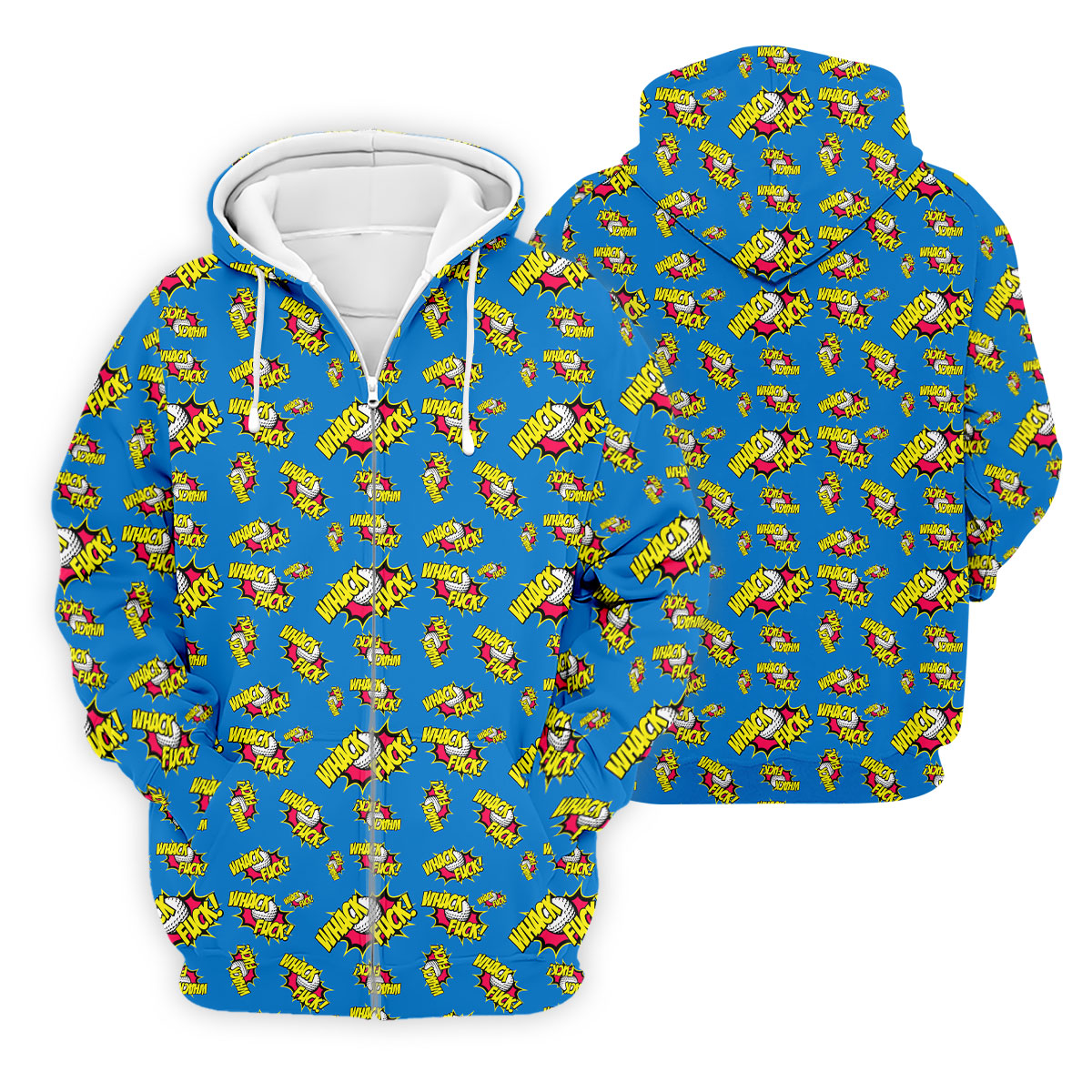 Whack Fuck Comic Golf Ball Pattern Golf Shirt, Men's Golf Shirt, Golf Apparel For Men