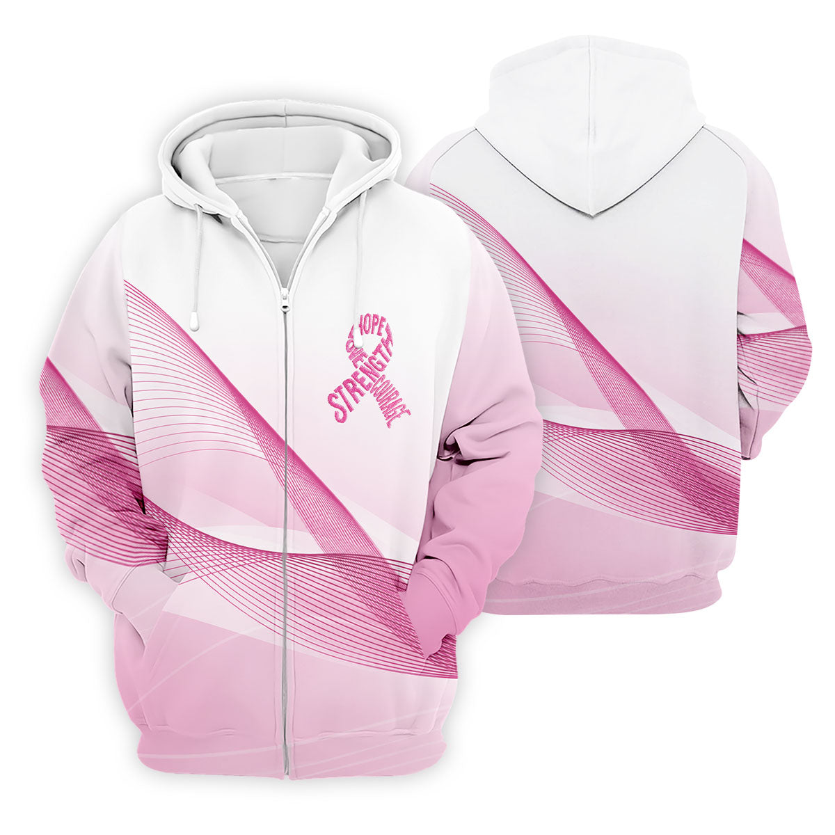 Hope Strength Courage Breast Cancer Polo Shirt, Golf Shirts For Men, Mens Golf Apparel