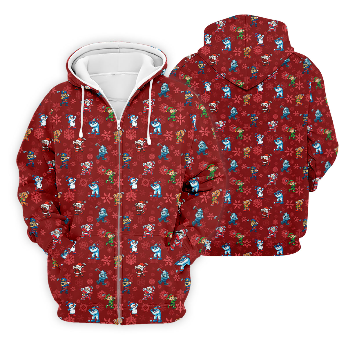 Funny Christmas Characters Golf Pose Red Golf Shirt, Christmas Golf Shirt, Polo Shirts For Men