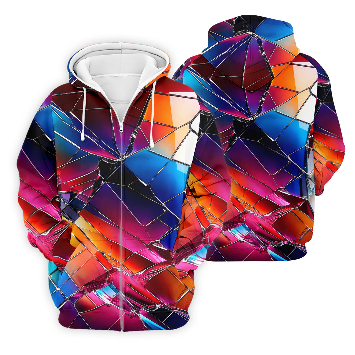 Colorful Broken Glass Abstract Golf Polo Shirt, Golf Shirts For Men, Printed Golf Shirts