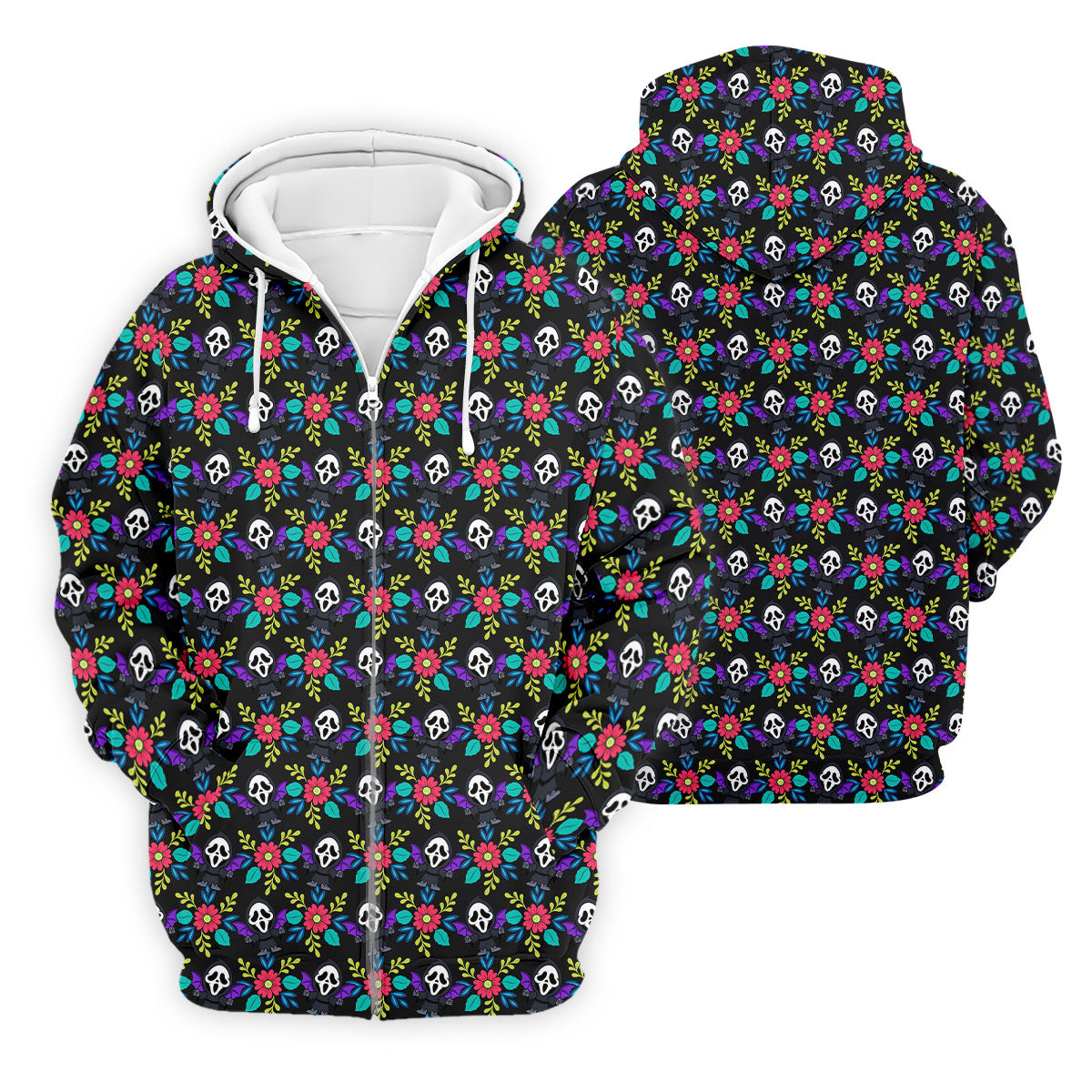Floral Horror Character Halloween Polo Shirt, Halloween Shirts For Men, Mens Golf Polo