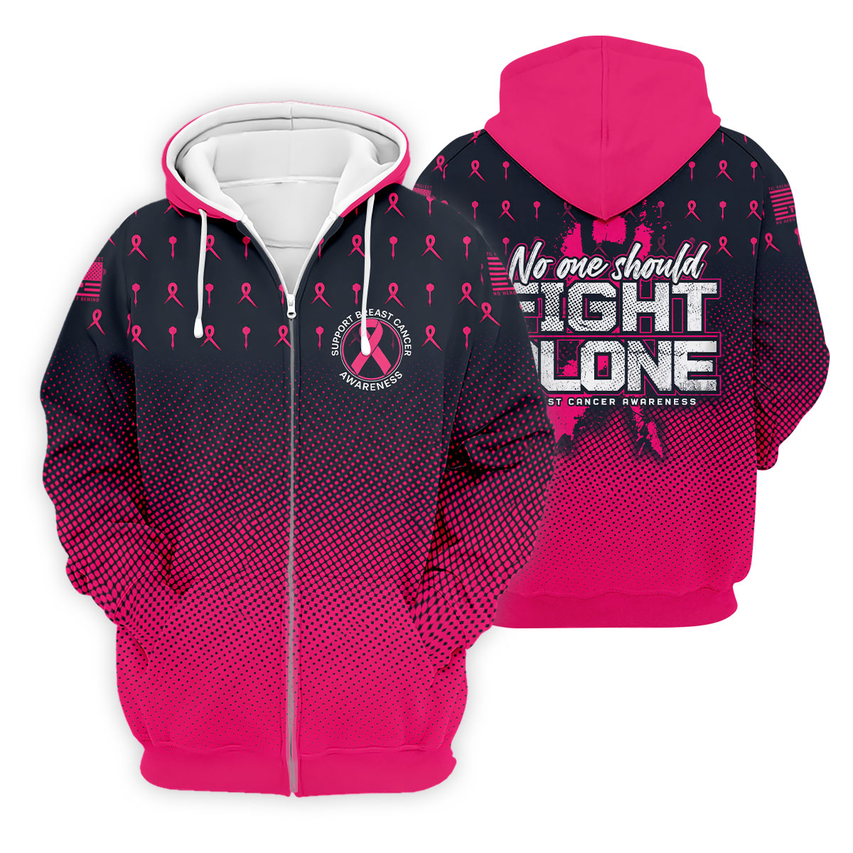 No One Should Fight Alone Breast Cancer Awareness Polo Shirt, Golf Shirts For Men