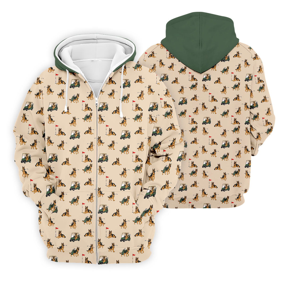 German Shepherd Golf Pattern Polo Shirt, Golf Shirts For Men, Mens Golf Apparel
