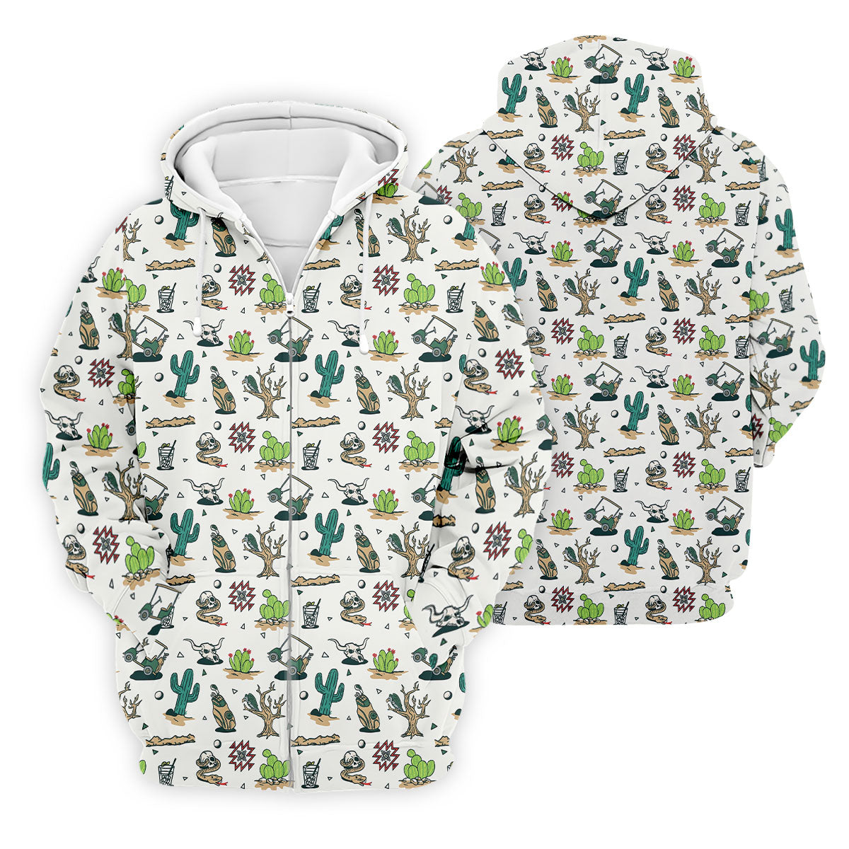 White Desert Golf Icons Pattern Golf Polo Shirt, Hawaiian Golf Shirt, Golf Polo Shirts For Men