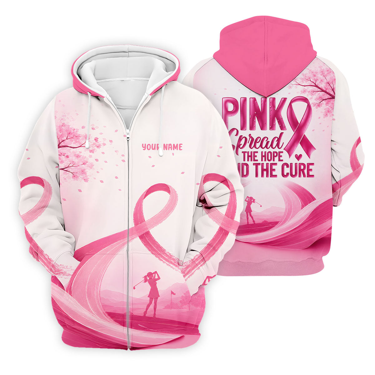 Custom Pink Spread Hope Find Cure Breast Cancer Golf Polo Shirt, Mens Golf Polo, Mens Polo Shirts