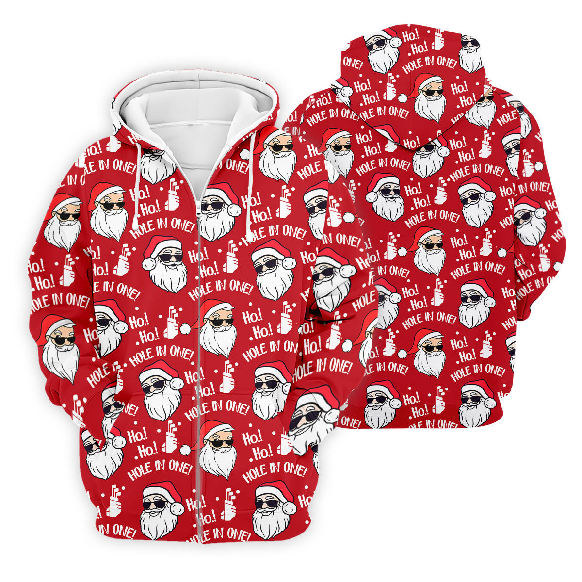 Ho Ho Hole In One Funny Santa Red Christmas Golf Tops For Men, Christmas Golf Shirt, Polo Shirts For Men