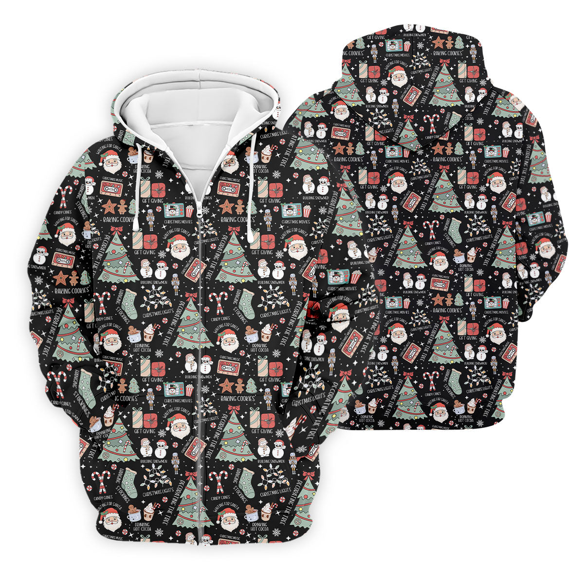 Cute Santa Claus Gift Black Men's Golf Polo Shirts, Christmas Golf Shirt, Polo Shirts For Men