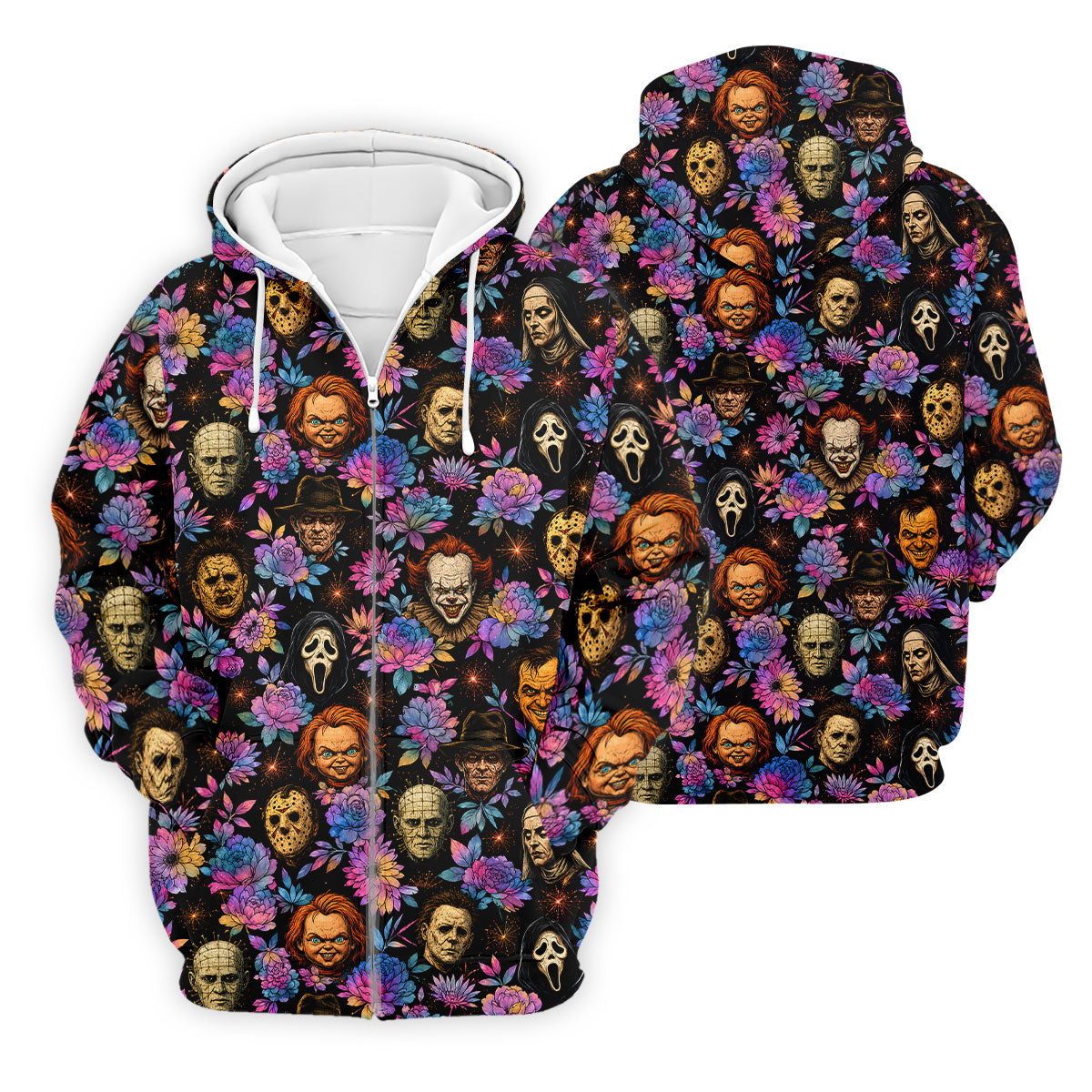 Floral Horror Character Halloween Golf Shirt, Golf Shirts For Men, Mens Golf Apparel