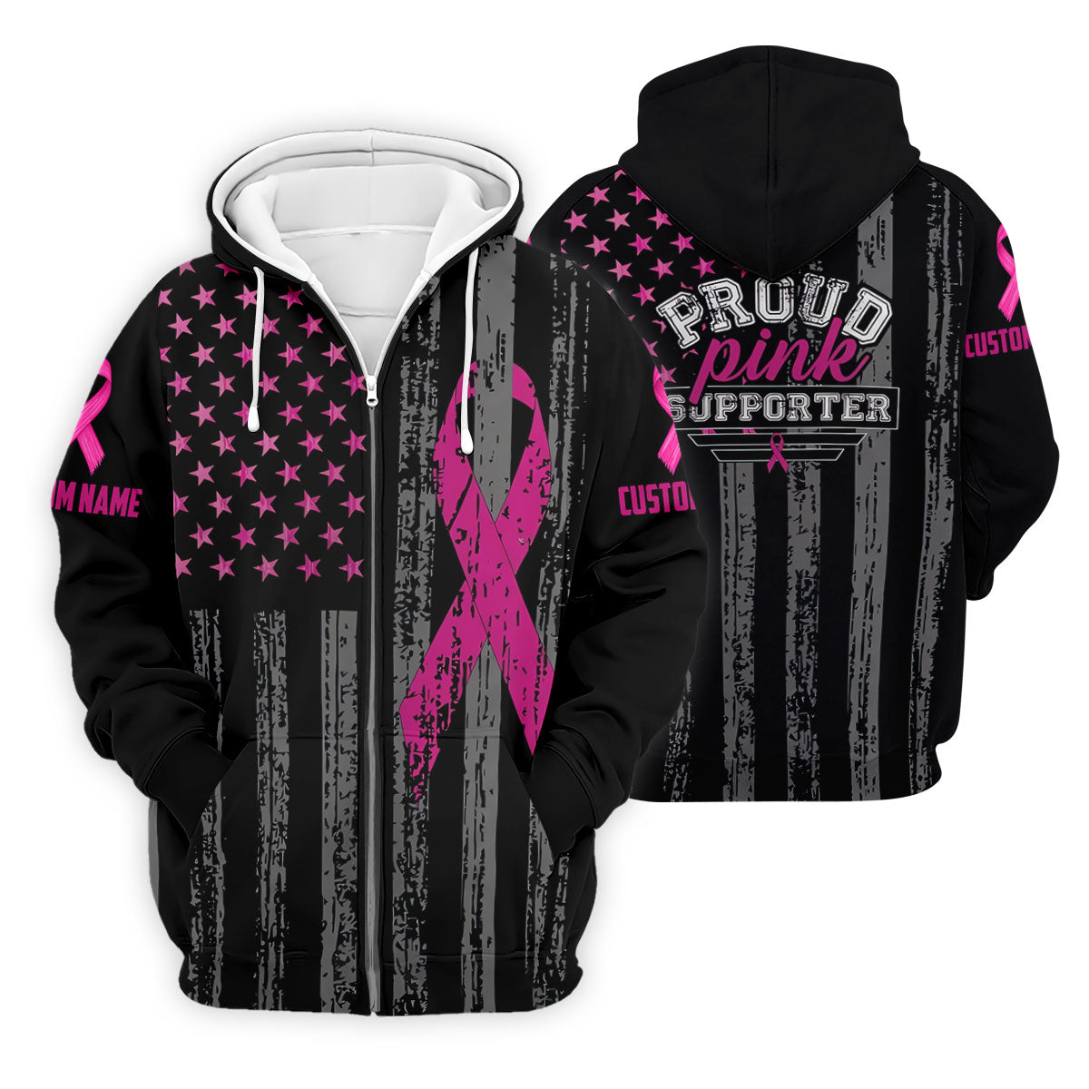 Custom Proud Pink Supporter Breast Cancer Men Polo Shirt, Mens Golf Polo, Awareness Golf Shirts