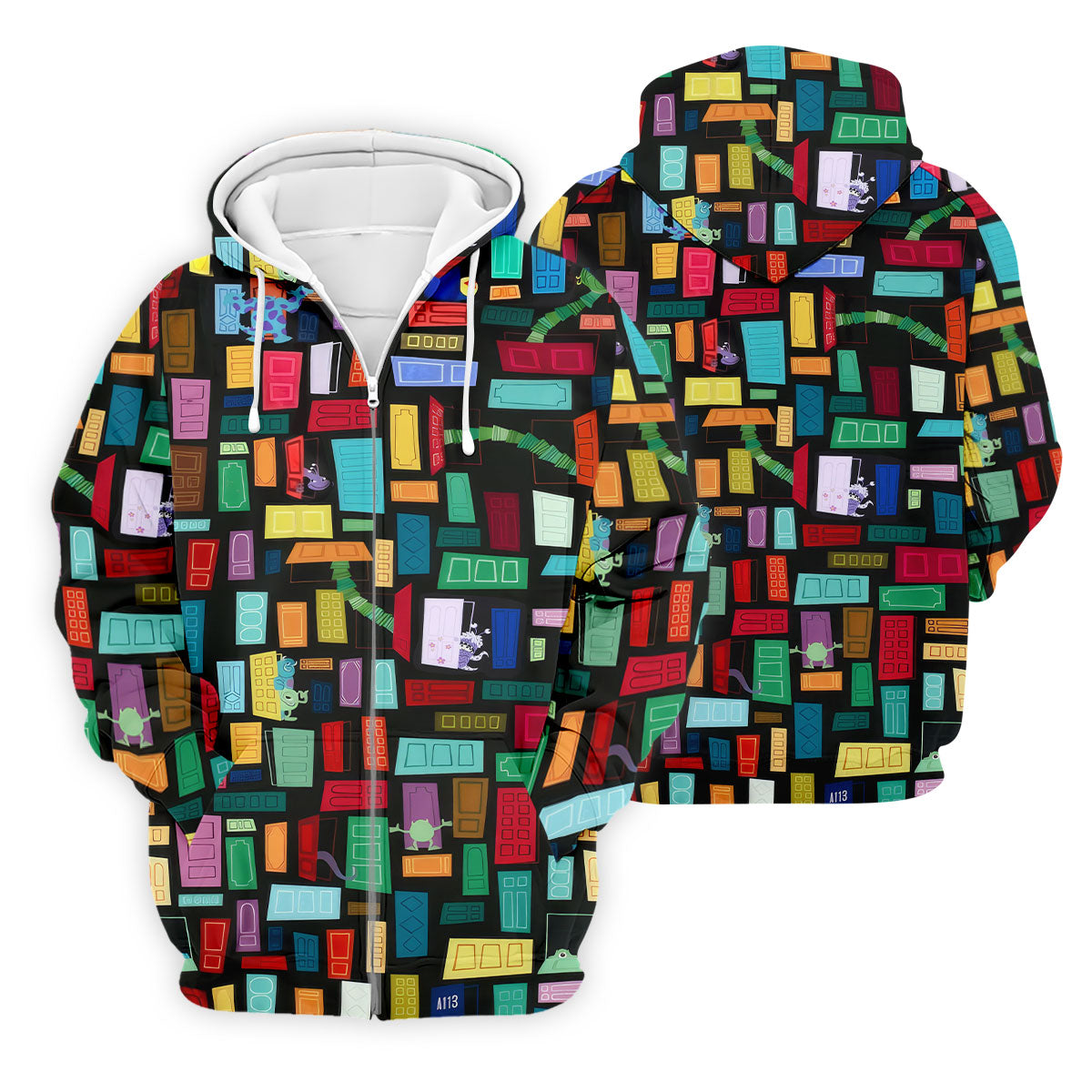 Monster Door Golf Shirt, Colorful Animated Monster World Pattern, Golf Shirt For Men
