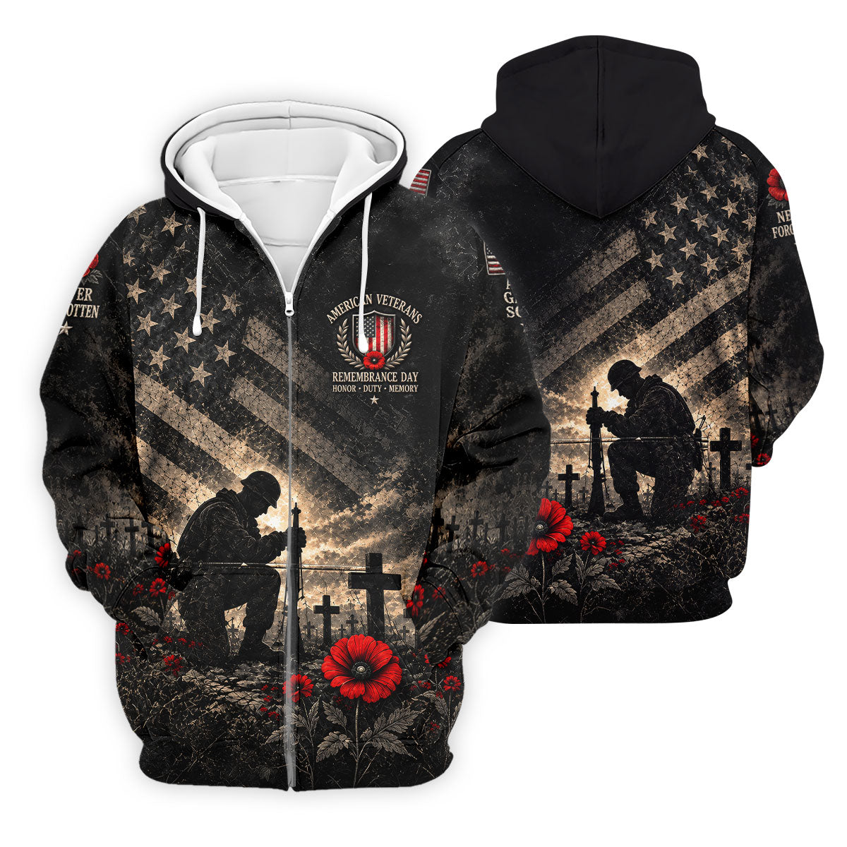 Poppy Soldier Memorial Golf Polo Shirt, Veterans Day Shirt, Mens Golf Polo Shirts