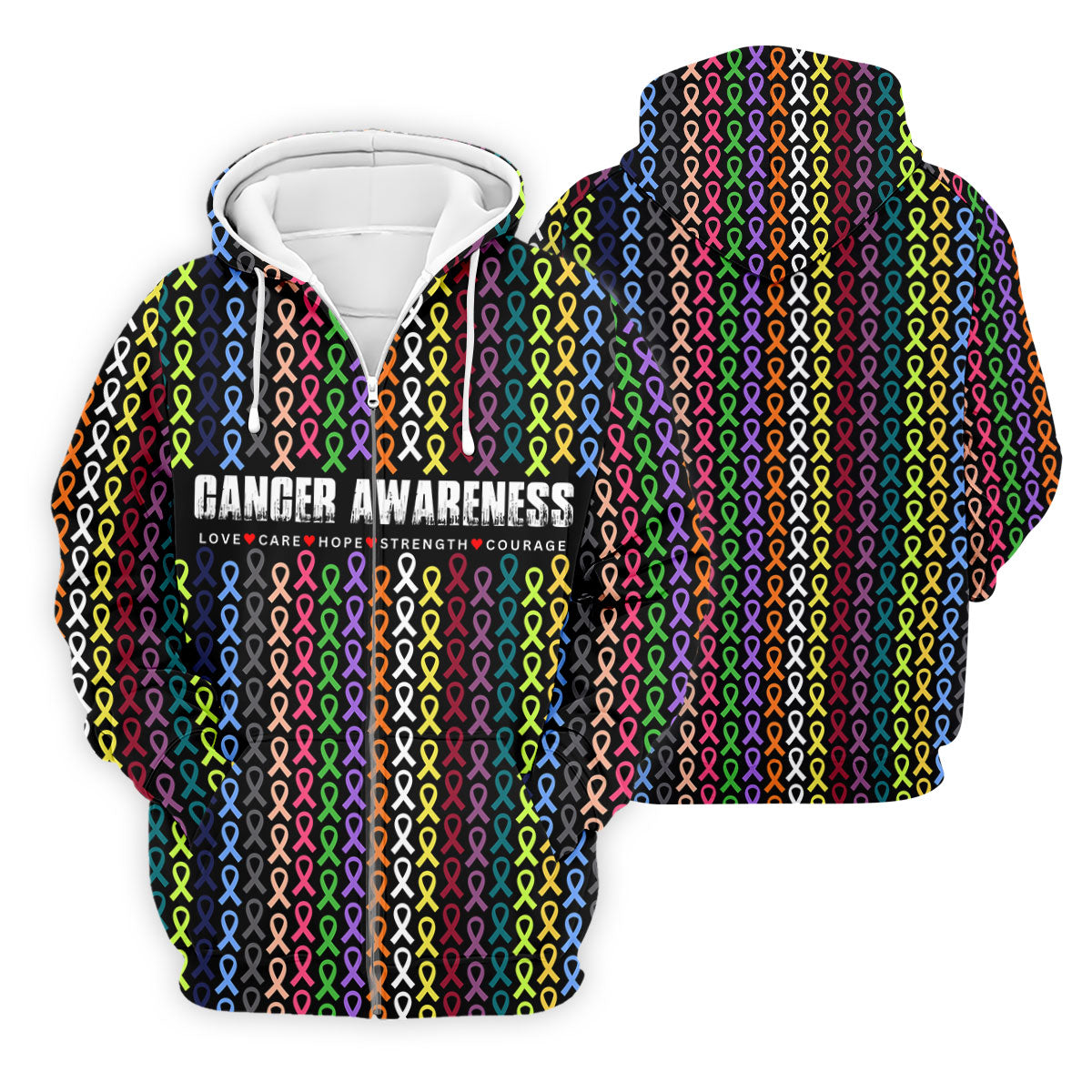 Multicolor Ribbon Cancer Awareness Polo Shirt, Men's Golf Shirt, Mens Golf Apparel