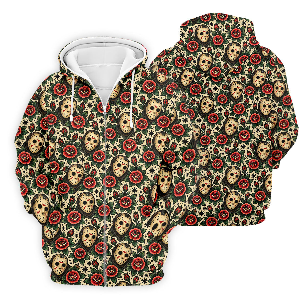 Rose Mask Halloween Horror Character Polo Shirt, Mens Golf Polo, Mens Golf Apparel
