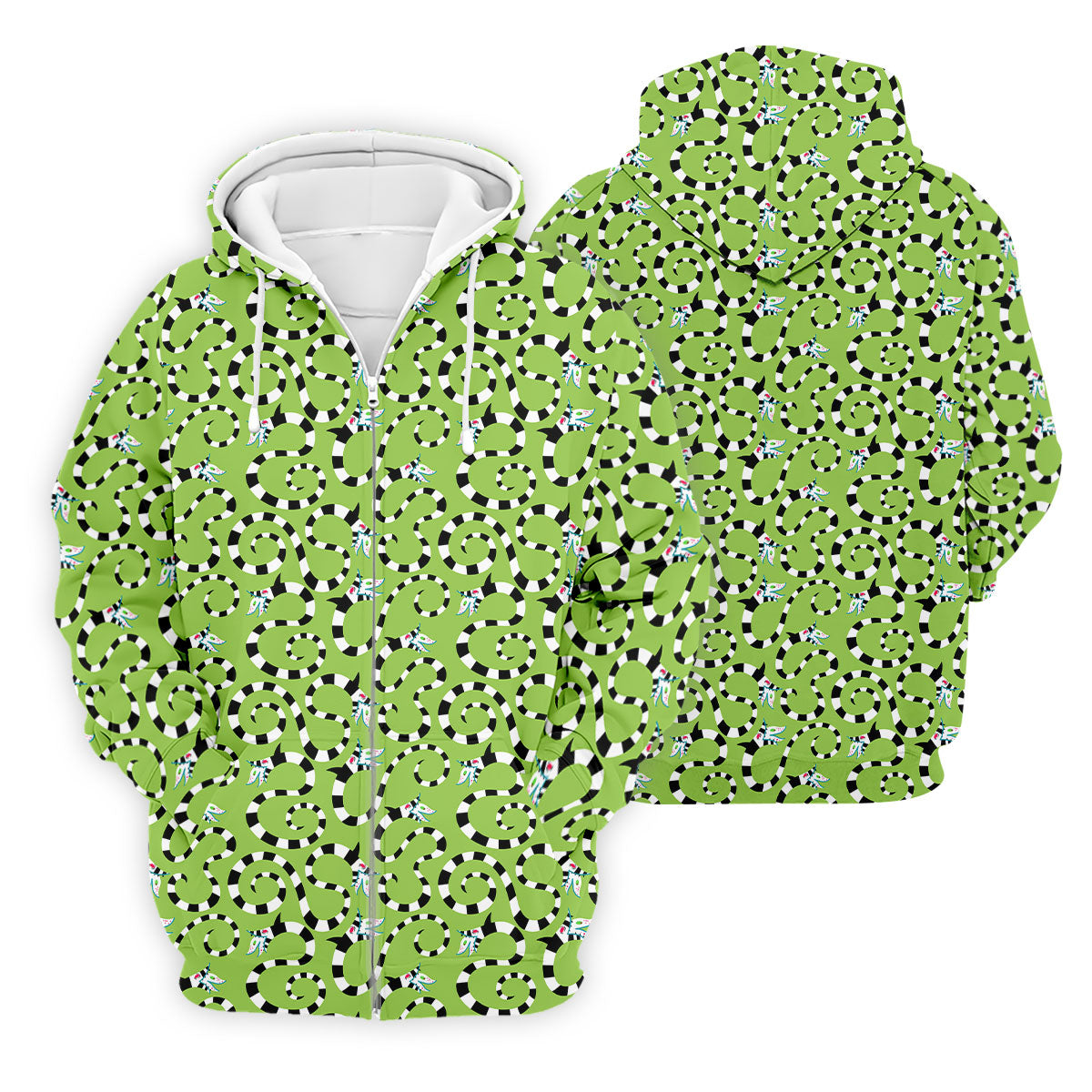 Striped Horror Creature Golf Polo Shirt, Golf Shirts For Men, Halloween Shirts For Men