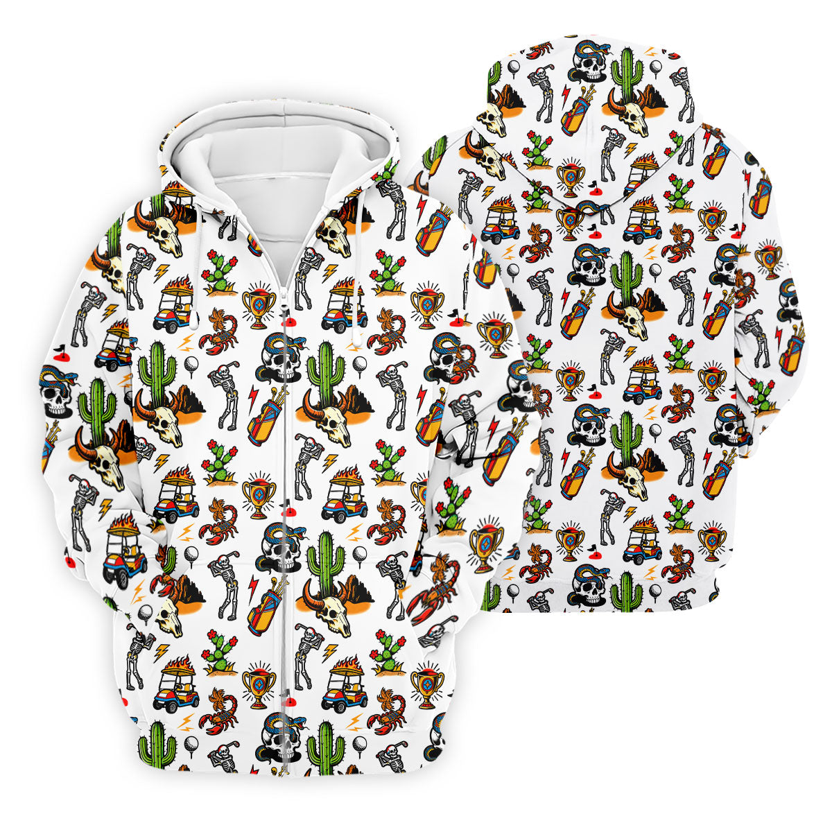 Southwestern Desert Golf Icons Pattern Polo Shirt, Mens Golf Shirts, Hawaiian Golf Shirt