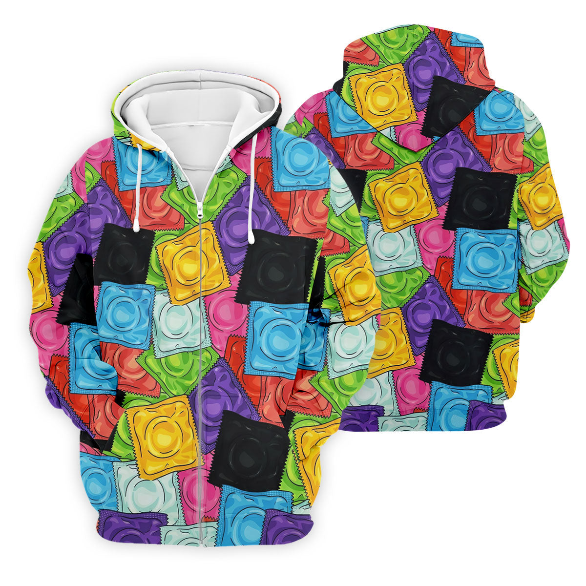 Funny Condom Wrapper Pattern Golf Polo Shirt, Men's Golf Shirts, Novelty Golf Apparel For Men