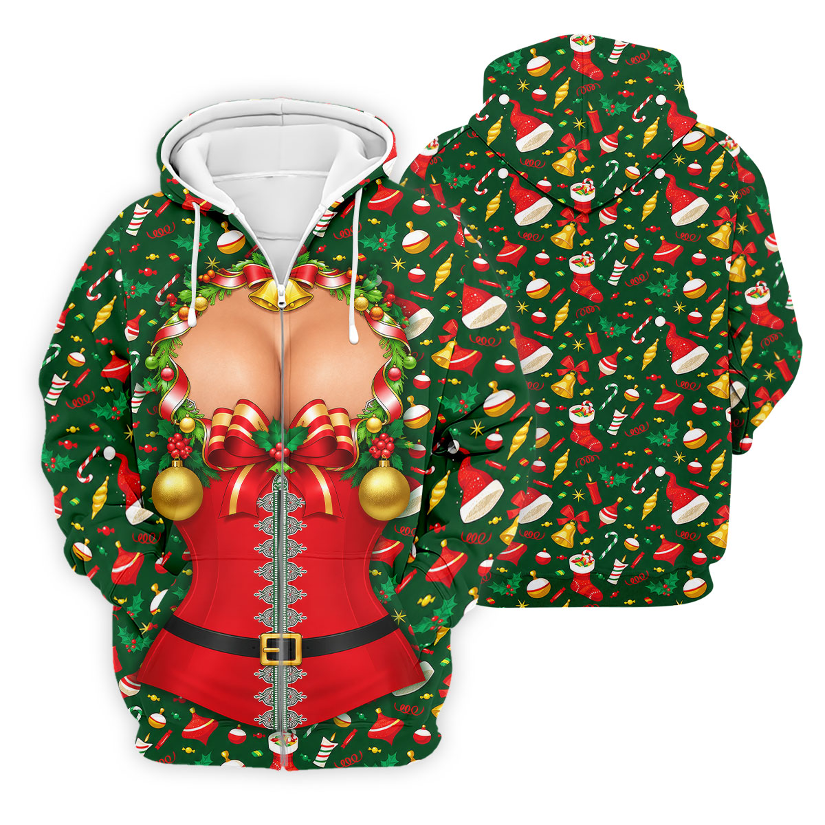 Festive Christmas Corset Bow Golf Polo Shirt, Christmas Golf Shirt, Mens Golf Apparel