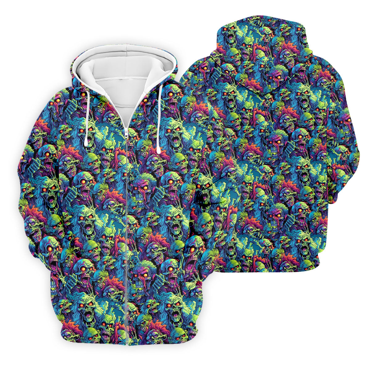 Colorful Zombie Head Pattern Halloween Golf Polo Shirt, Mens Golf Polo, Golf Shirts For Men