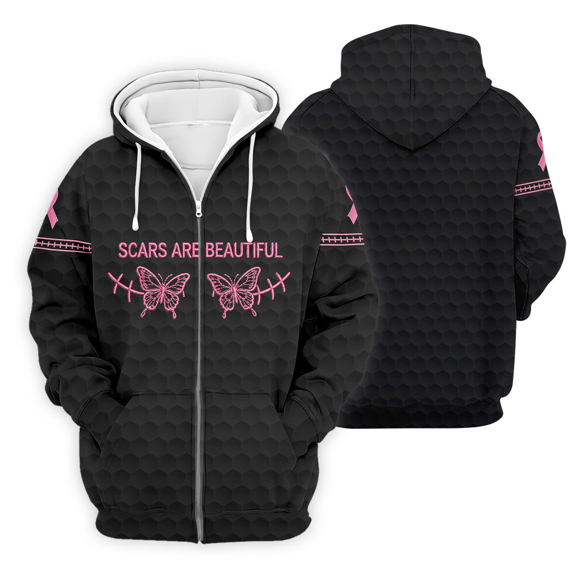 Scars Are Beautiful Ribbon Breast Cancer Polo Shirt, Men's Golf Shirt, Mens Golf Polo