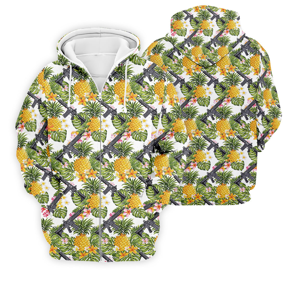 Tropical Pineapple Rifle Hawaiian Golf Shirt Pattern, Hawaiian Golf Shirt, Golf Apparel For Men