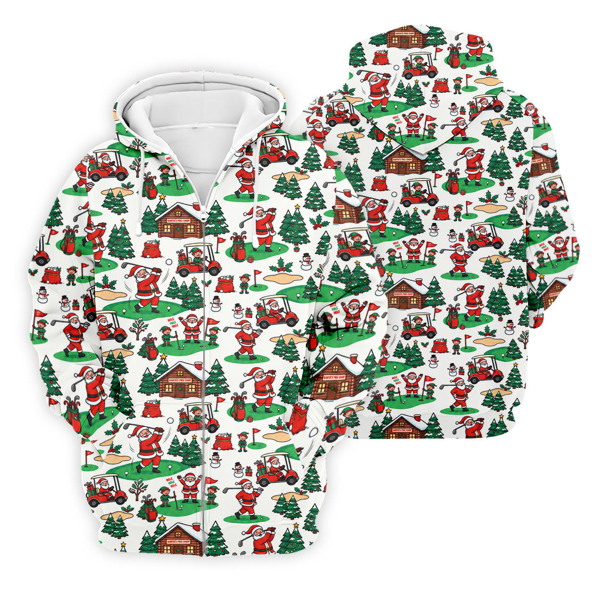 Santa Golf Cart And Elves Christmas Golf Shirt, Mens Golf Polo, Golf Shirts For Men