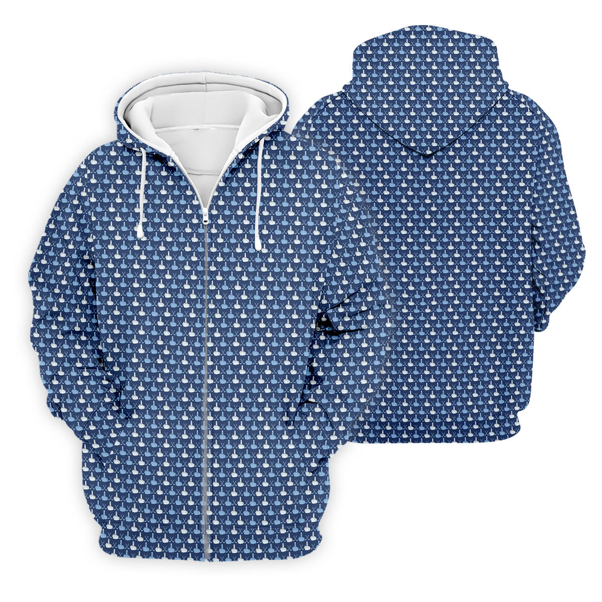 Blue Funny Middle Finger Golf Pattern Polo Shirt, Golf Polo Shirts For Men, Mens Golf Apparel