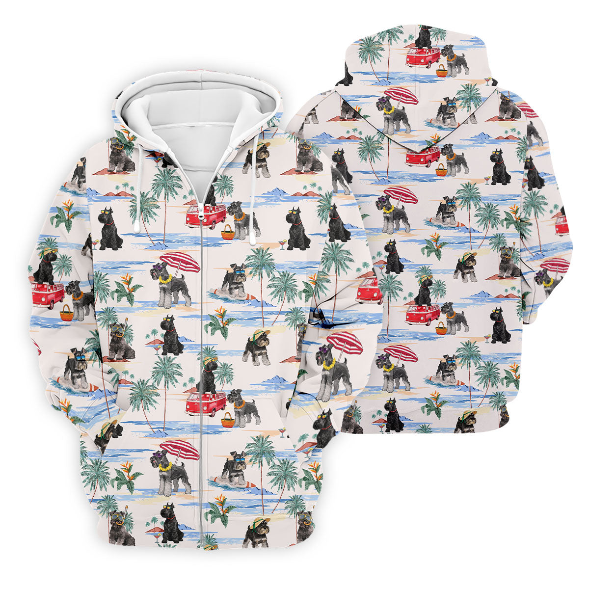 Schnauzer Beach Vacation Tropical Golf Polo Shirt, Hawaiian Golf Shirt, Golf Shirts For Men