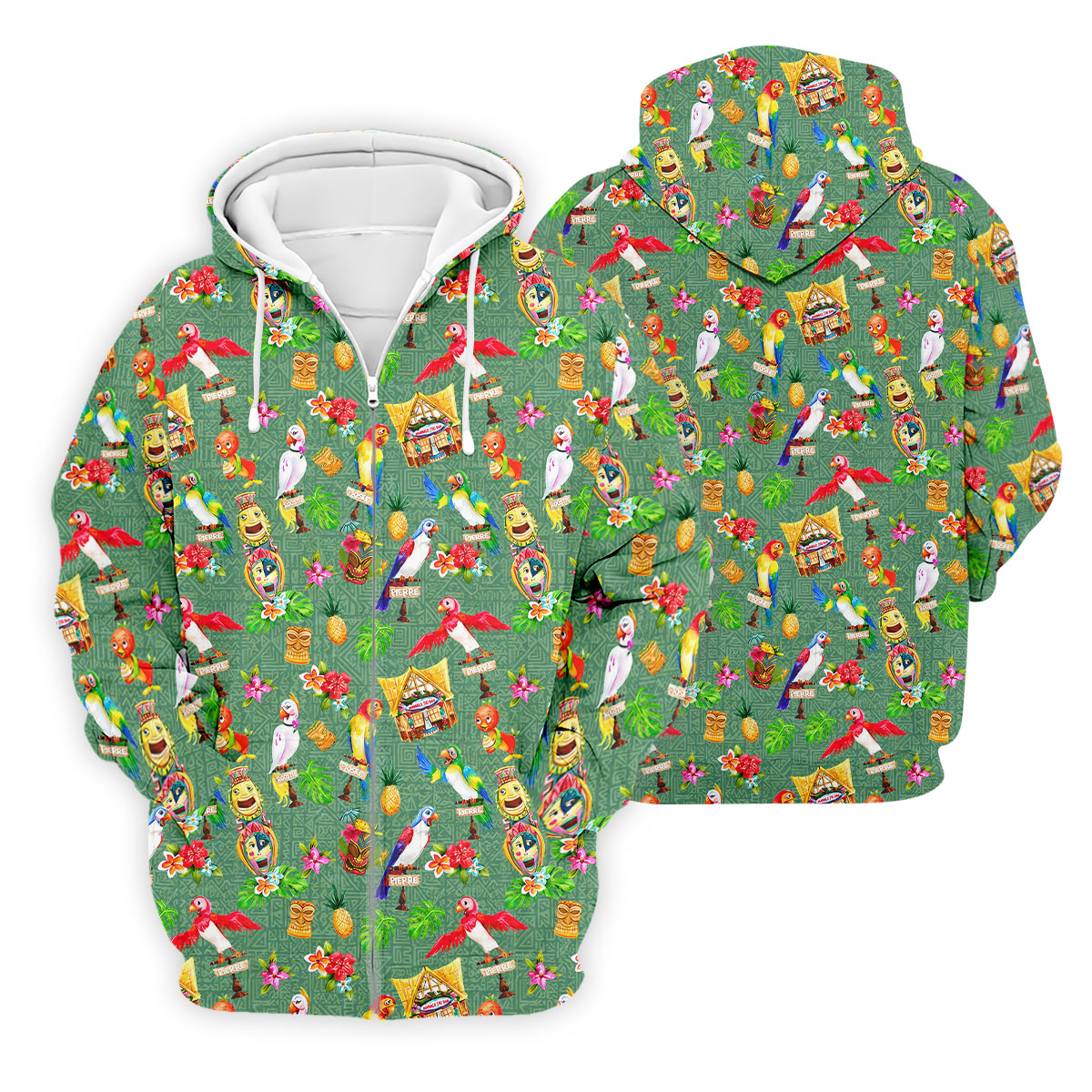Tropical Tiki Parrot Island Hawaiian Golf Polo Shirt, Golf Shirts For Men, Printed Golf Shirts