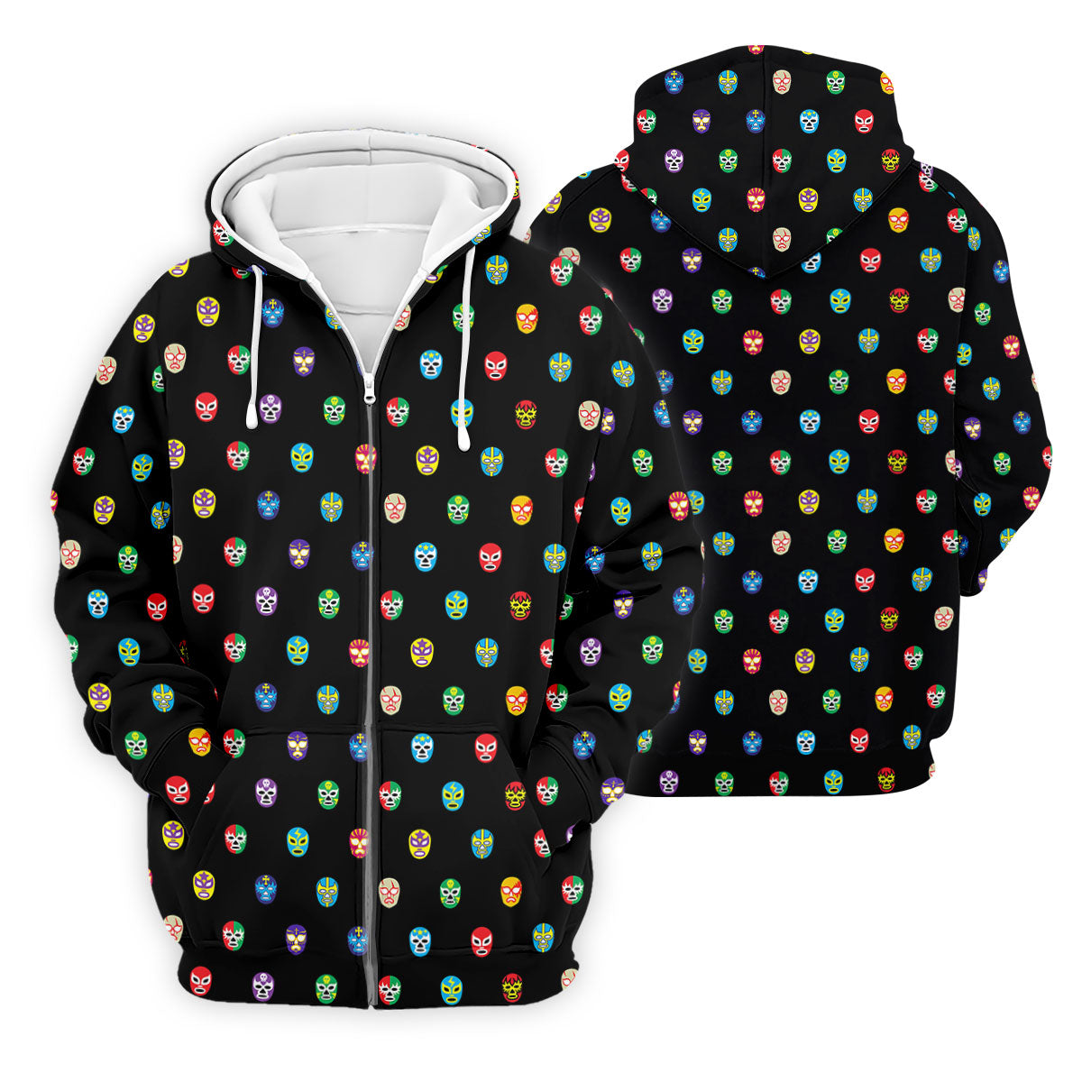 Colorful Retro Mask Print Golf Polo Shirt, Golf Shirts For Men, Printed Golf Shirts