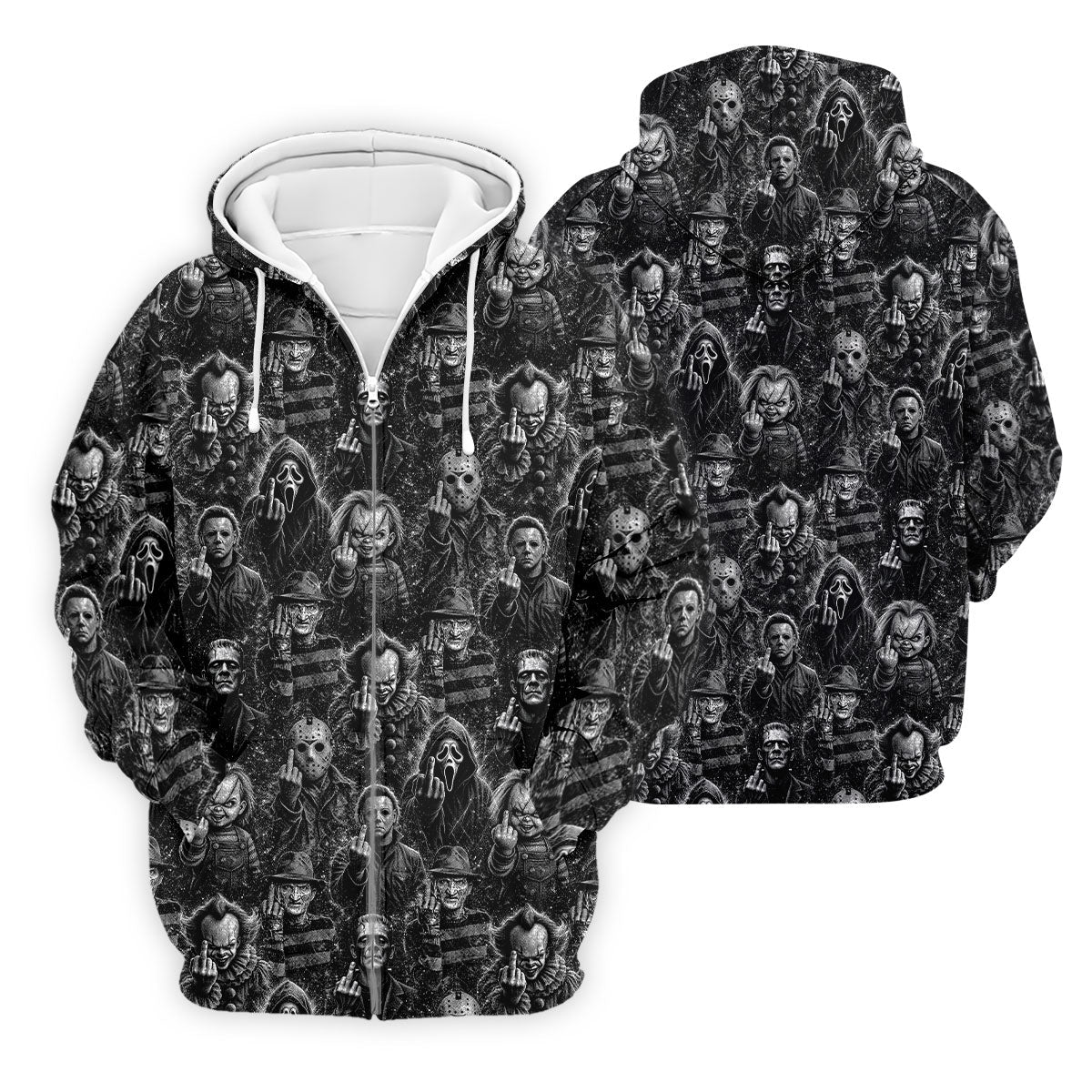 Horror Character Villains Pattern Golf Polo Shirt, Men's Golf Shirt, Hawaiian Golf Shirt