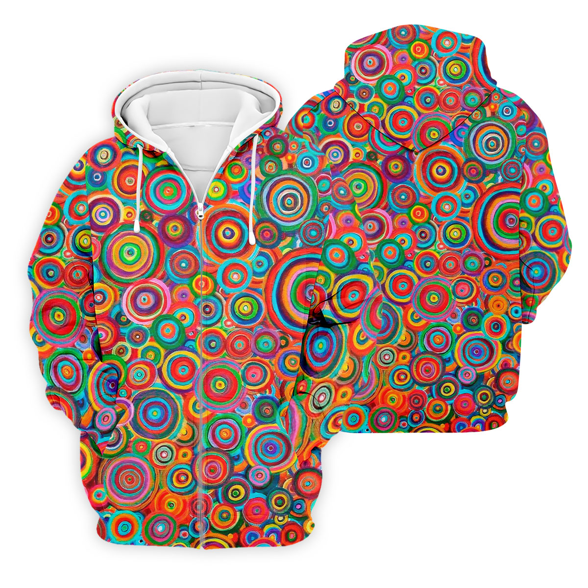 Colorful Abstract Circle Pattern Polo Shirt, Printed Golf Shirts, Hawaiian Golf Shirt, Mens Polo Shirts