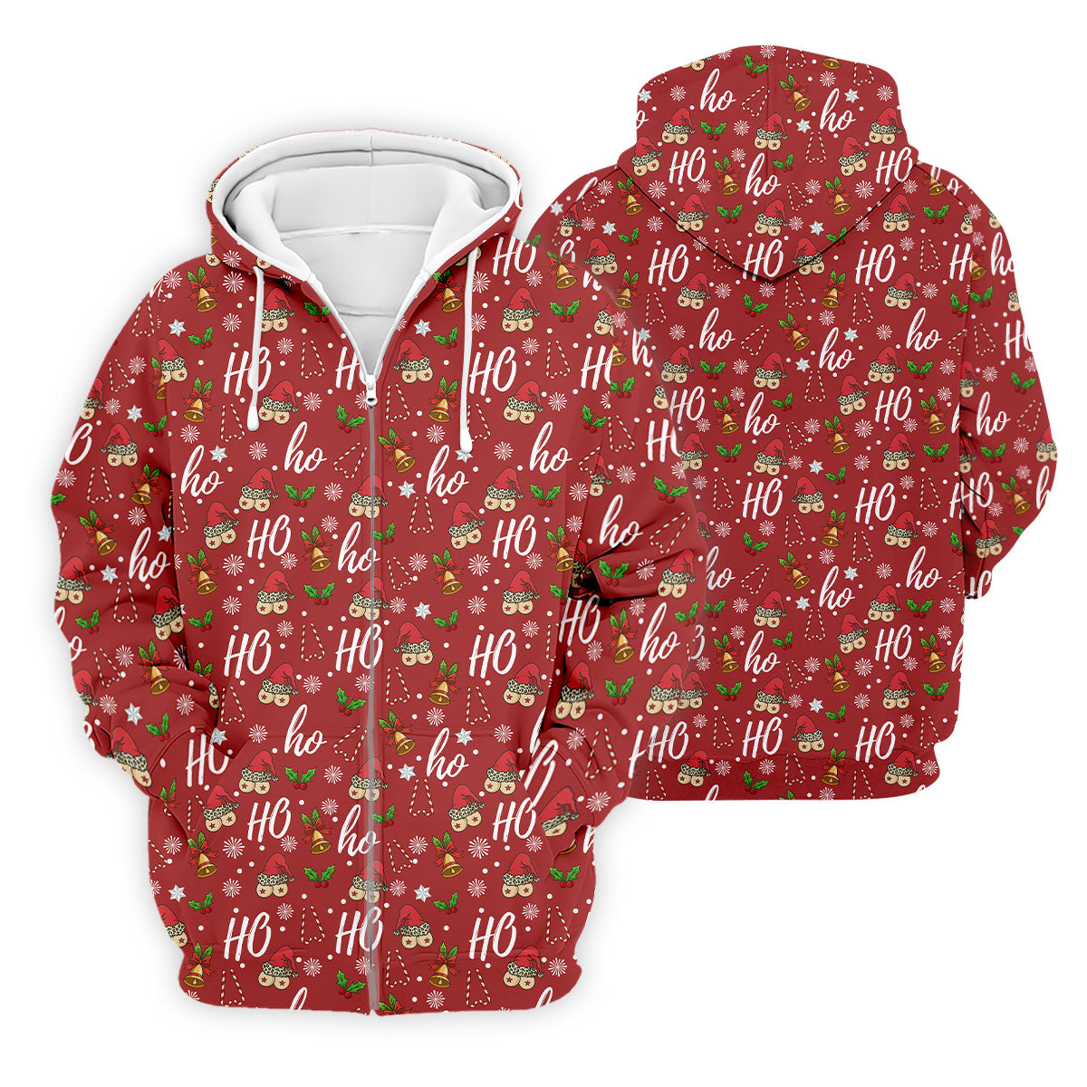 Funny Ho Ho Ho Naughty Tits Christmas Golf Shirt, Men's Funny Golf Shirts, Christmas Golf Gift