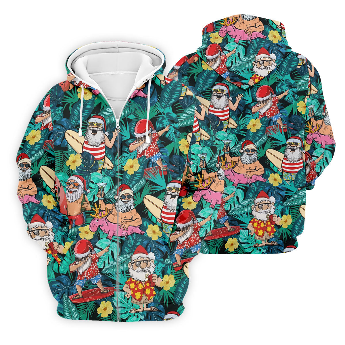 Men's Funny Santa Pool Float Golf Shirt, Christmas Golf Shirt, Golf Apparel For Men